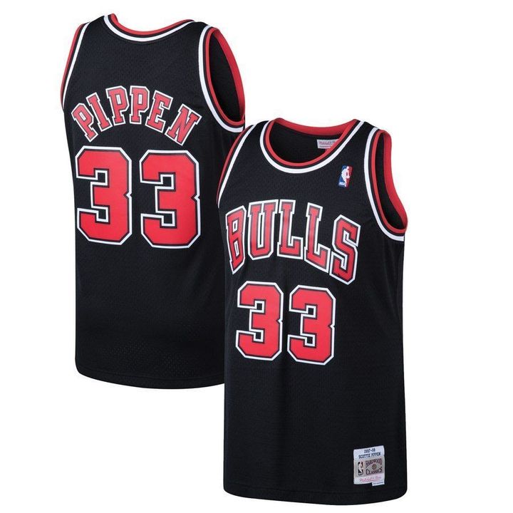 Men Chicago Bulls #33 Pippen Black red NBA Jerseys->chicago bulls->NBA Jersey